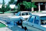 Dropping Children off for School, Cars, vehicles, June 1984, 1980s, KEDV01P08_16