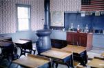 wood heater, old classroom, empty, Classroom, Schoolroom, 1890's, KEDV04P03_13