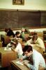 Classroom, Schoolroom, Desk, Studying, Chalkboard, Blackboard, Studious, 1950s, KEDV05P07_05