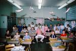 Elementary School, Schoolroom, Desks, Tables, airplane models, 1960s, KEDV05P07_13