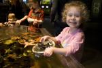 Girl playing with Sea Life, touch tank, hands-on, aquarium, sealife, starfish, hands-on exhibit, touch