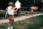 Patriot, Revolutionary War, firing a rifle, Concord, New Hampshire, American Revolution, War of Independence, History, Historical, Infantry, soldiers, musket, gun, firepower, smoke, flash, MYAV03P06_01