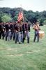 Marching soldiers, infantry, color guard, drums, drummer, Civil War