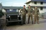 Jeep head-on, soldiers, uniforms, boots, barracks, MYAV05P01_01