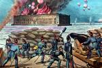 Civil War, Artillery, gun, Battle of Fort Sumter, Cannons, Weapons, Sandbags, Smoke Rings, 1861, MYAV06P02_03C
