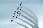 Smoke Trails, Canadian Snowbirds, formation flight, flying Airborne, MYFV02P12_05
