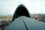 Lockheed C-5 Galaxy nose up, crowds, spectators, people, Abbotsford Airport, MYFV02P13_04