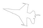 Lockheed F-16 outline, line drawing, shape