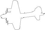Boeing B-17 Flyingfortress outline, line drawing, shape