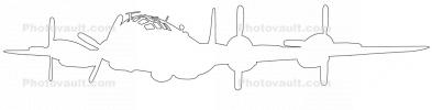 Boeing WB-50D Superfortress outline, line drawing, shape