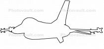 Lockheed F-16 outline, line drawing, shape, MYFV07P11_14BO