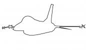 Lockheed F-16 outline, line drawing, shape