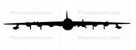 Convair B-36 silhouette, shape, head-on, MYFV10P01_11M