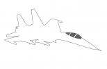 Sukhoi SU-27 Flanker outline, line drawing, MYFV11P14_03O