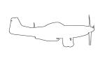 P-51D Mustang outline, line drawing, shape