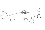 North American P-51C Mustang outline, line drawing, shape, MYFV14P11_15O