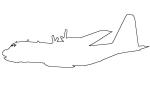 Lockheed C-130 Hercules outline, line drawing, shape, MYFV14P12_03O