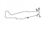 P-51C Mustang outline, line drawing, shape, MYFV15P04_06O