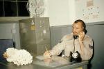 Midway Island NAS, Dial Phone, File Cabinet, Fan, Coral Decoration, Uniform, Mustache, 1950s, MYFV24P13_03