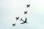 Boeing KC-135 leads a formation of A-10 Thunderbolts, Aerial Tanker, Stratotanker, formation flight