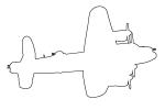 PA474, 1945 Avro 683 Lancaster outline, line drawing