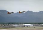 F-102 take-off, Elmendorf AFB, Quonset huts, USAF, mountains, MYFV25P12_09
