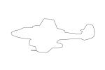 Gloster Meteor outline, line drawing, MYFV28P03_19O