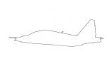 Sukhoi Su-28 Frogfoot outline, line drawing, MYFV29P04_03O
