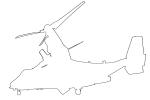 MV-22 Osprey outline in flight, line drawing, shape, MYMD01_077O