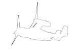 MV-22 Osprey outline in flight, line drawing, shape
