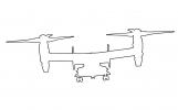 MV-22 Osprey outline in flight, line drawing, shape, MYMD01_093O