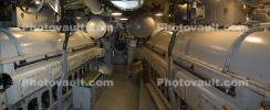Engines Room, Diesel-Electric, USS Pampanito (SS-383), Balao class Submarine, WW2, WWII, United States Navy, USN, Panorama 