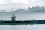 San Francisco Oakland Bay Bridge, USS Enterprise (CVN-65), Coit Tower, Transamerica Pyramid, March 1984, 1980s, MYNV02P09_19
