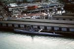 USS Pampanito (SS-383), Balao class Submarine, Pier, docks, buildings, wharehouse, WW2, MYNV03P03_03