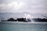 USS Missouri (BB-63), USN, United States Navy, Fireboat Spraying Water, MYNV03P05_08