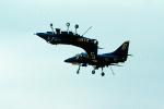A-4 Skyhawk, Blue Angels, Number-5, Number-6, flying upside-down