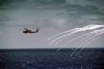 Anti Missle Flares being deployed, Sikorsky SH-60B Seahawk
