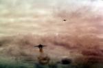 Grumman F-14 Tomcat, landing, exhaust smoke, pollution
