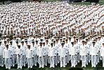 Men, Graduation, White Suits, standing in attention, MYNV08P01_05B