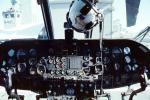 Cockpit CH-46, steam gauges, dials, helmet