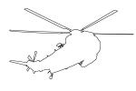 Sikorsky SH-3 Sea King outline, USN, United States Navy, line drawing, shape