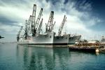 Transport Ships, docks, cranes, Alameda Naval Air Station, NAS, USN