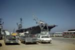 Ford Fairlane, Ford Mustang, Chevy Impala, Cars, Norfolk Naval Base, Greyhound Buses, Aircraft Carrier, 1960s, MYNV19P06_07