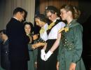 Girl Scouts receiving badges, MYSV01P07_02