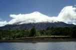 Volcanic Peak, Snow, Clouds, Forest, Volcano, NBHV01P05_16