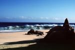 Rocks, Beach, Sand, waves, Pacific Ocean