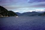 Alberni Inlet, boat, Mountains, water