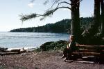 French Beach Provincial Park, Picnic Bench, Woman, water, Vancouver Island, NCBV01P08_07