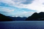 Kingcome Inlet, fjord, Mountains, water, coast, coastline, clouds, April 1996