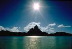 Mount Otemanu, Clouds, Mountains, Ocean, Sun Glint, reflection, wavelets, Pacific Ocean, Island of Moorea, NDPV02P07_14C